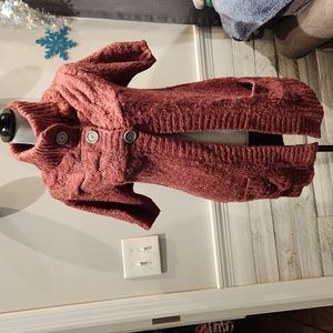 EUC Free People Women's sz S long knit Sweater w/pockets & 3 front buttons